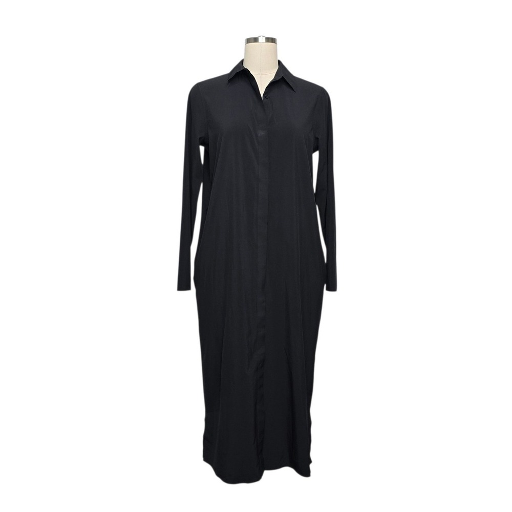 Athleta Urbanite Dress Black Long Sleeve Midi Shirt Dress Size Womens XS No Belt